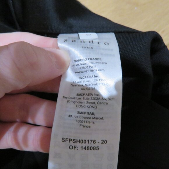 SANDRO Hugo High Waist Button Detail Pleat Shorts in Black Academia Quiet Luxury - Picture 13 of 13